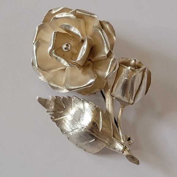 Vintage Floral Brooch - Artisan Sterling Silver with Bud - Picture 11 of 16
